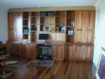 Custom Wall Unit/Study Desk in Tasmanian Blackwood - Built in - 4200w x 2280h x 800 & 500 & 320d