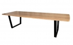 Trent Table - Blackbutt 32 mm top and made with a black metal base.