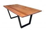 Trent Table - Blackbutt 32 mm top and made with a black metal base.