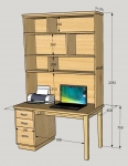 Kapell Desk and Hutch No 5 - 1400w x 2290h x 650 and 280d  Custom Sizing available