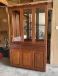 Pre-Loved Display Cabinet - DC 300 - in very good condition. Solid Brazilian Mahogany. Cutlery Drawer and 3 x glass shelves for upper display. One shelf behind doors that are all lockable.
