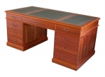 Custom Pedestal Desk No 3 - Tas Blackwood - 1830(w) x 915(d) x 810(h)- Gold embossed leather inserts. 3 x upper drawers(lockable) 4 x medium drawer and 1 x file drawer on on lower RHS.